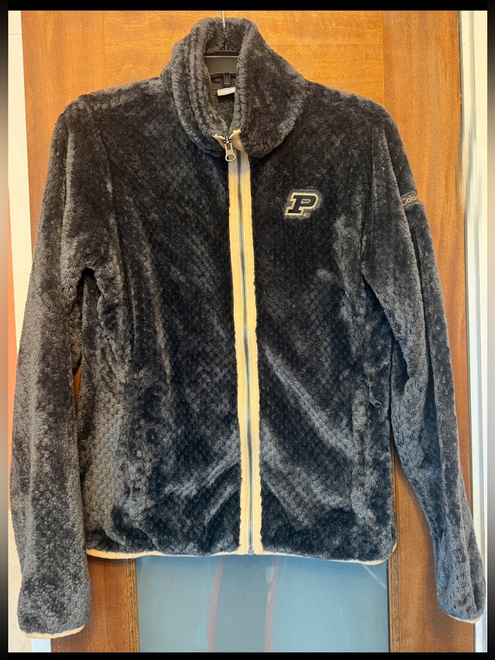 Purdue Womens Columbia Fire Side II Sherpa Full Zip Fleece Jacket Grey Medium